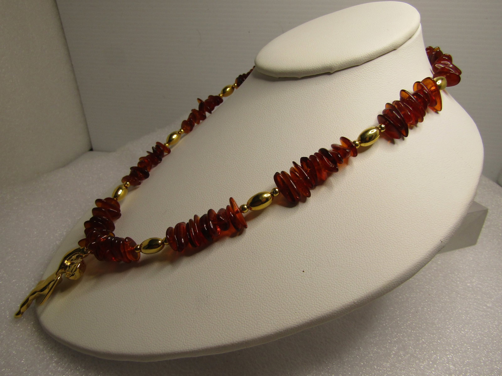 Amber and Angel Charm Necklace, 18", Lee Sands 1990's - 2
