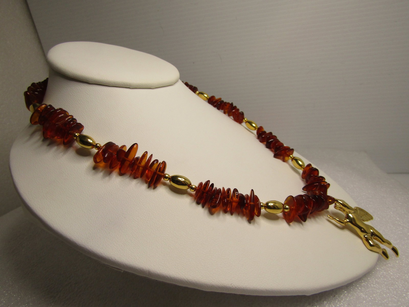 Amber and Angel Charm Necklace, 18", Lee Sands 1990's - 3