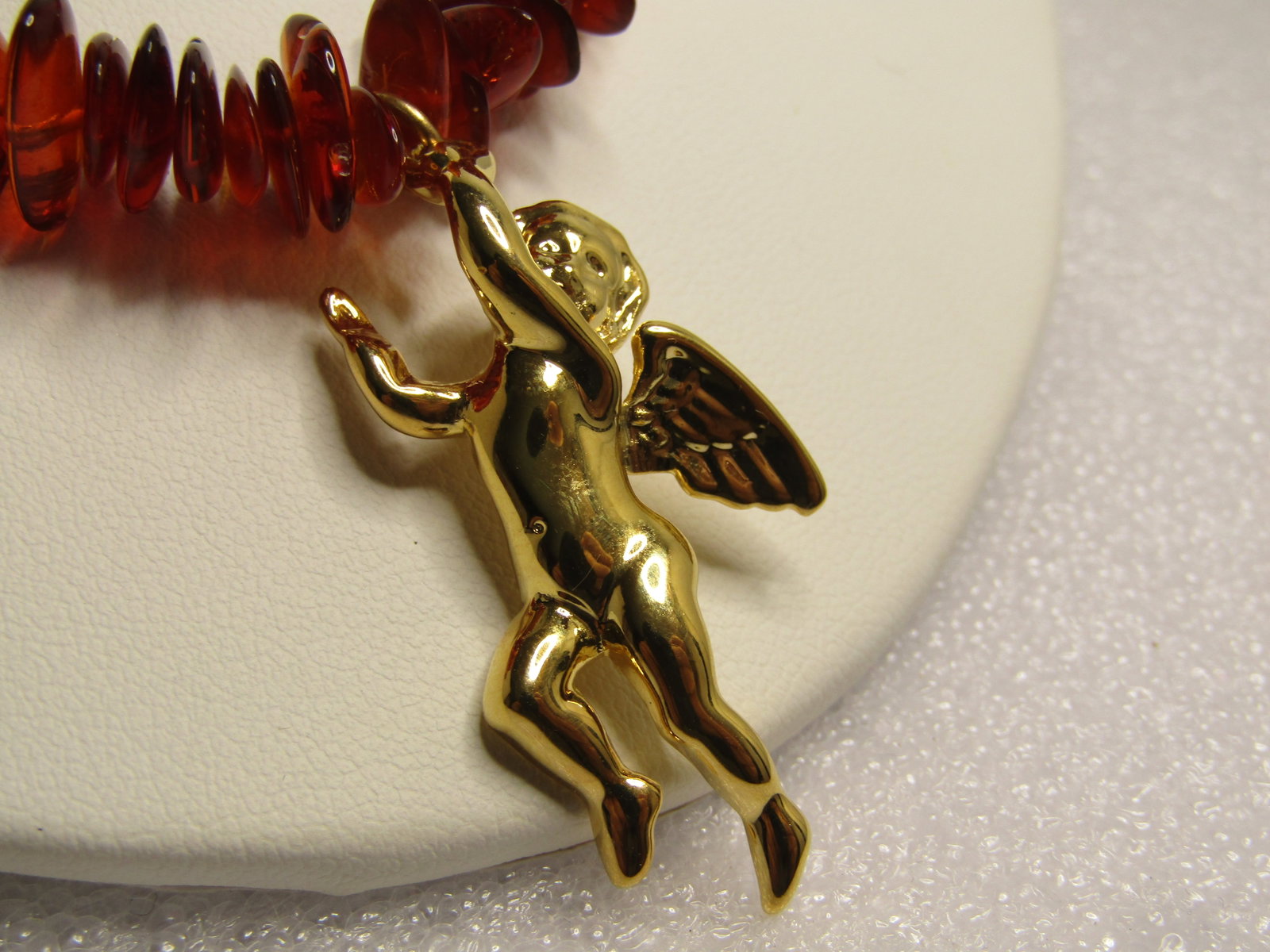Amber and Angel Charm Necklace, 18", Lee Sands 1990's - 4