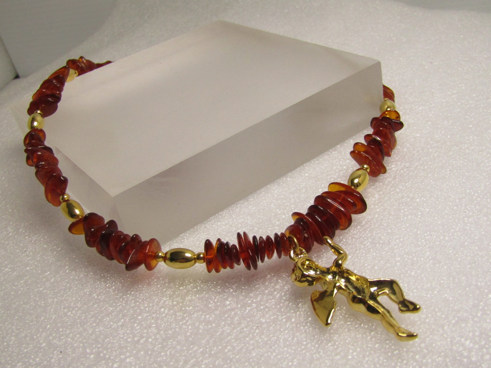 Amber and Angel Charm Necklace, 18", Lee Sands 1990's - 7
