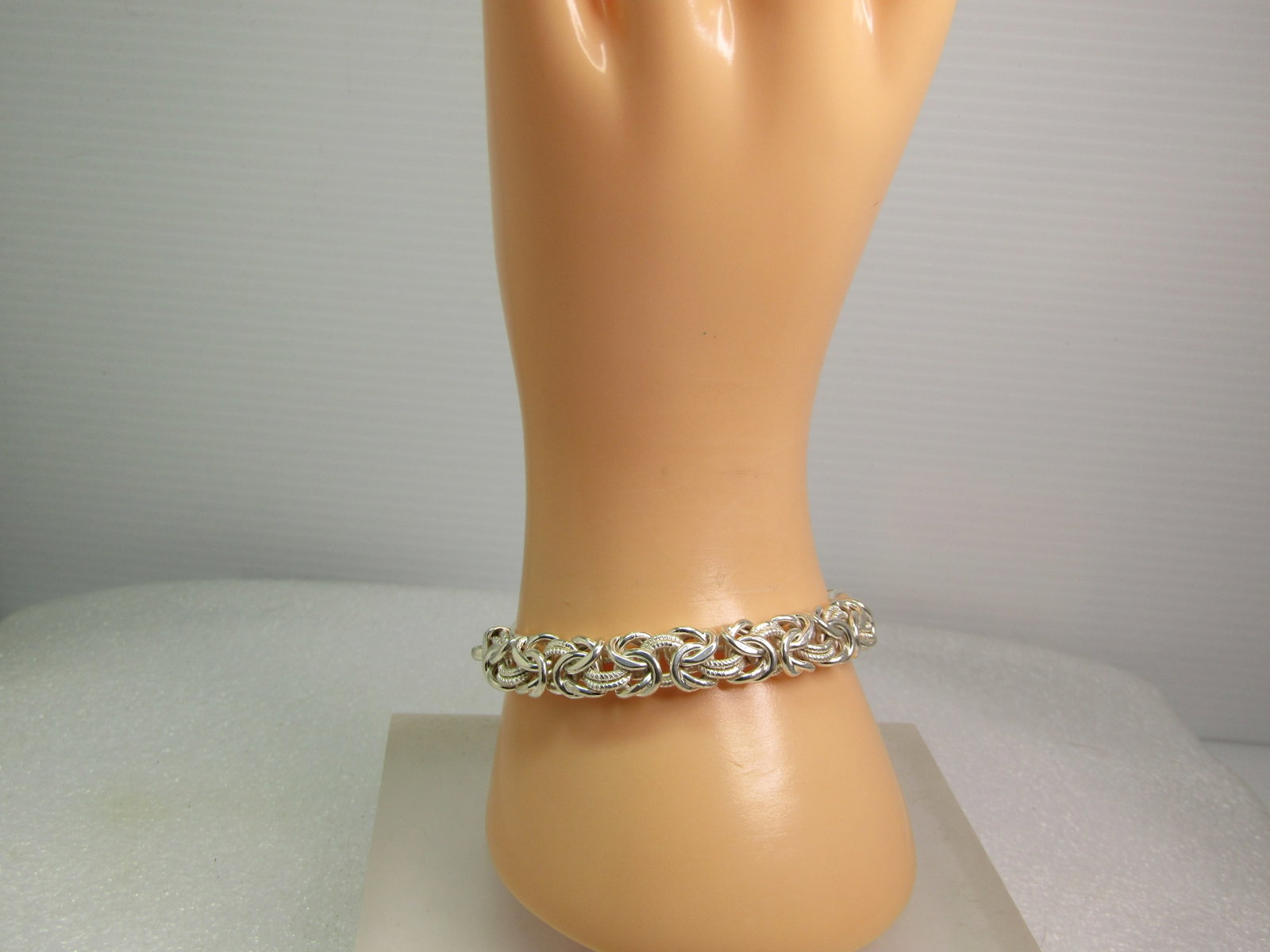 Sterling Byzantine Bracelet, 7.5" 5mm Wide, Milor Italy, 2000's - 8