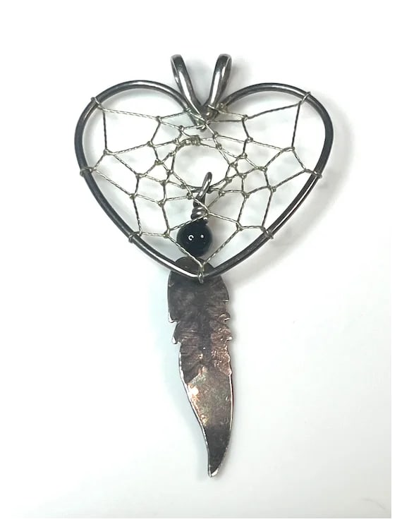 Estate Dream Catcher Silver Pendant - 3