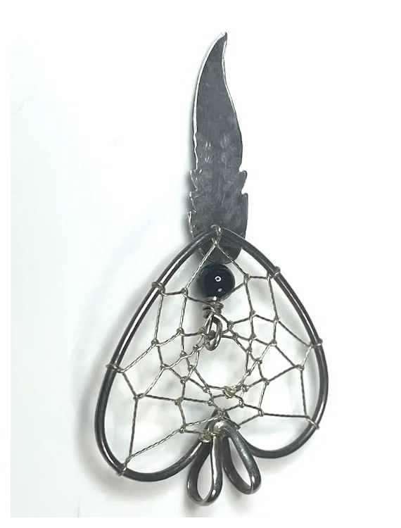 Estate Dream Catcher Silver Pendant - 4