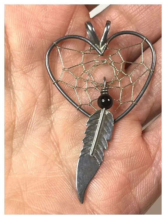 Estate Dream Catcher Silver Pendant - 5