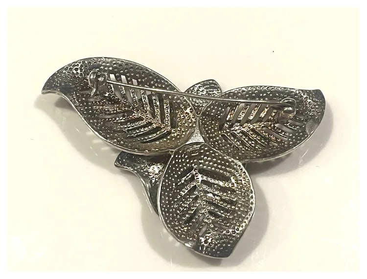 Vintage Sterling Silver and Marcasite Flower Pin 3-D design - 3