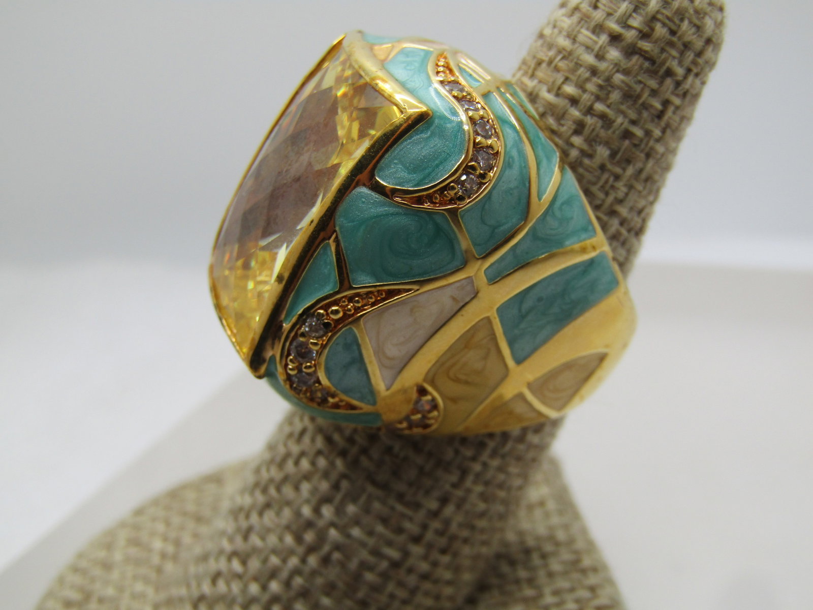 Lauren G. Adams Enameled Ring, Sz. Sz. 7, Yellow Stone - 3