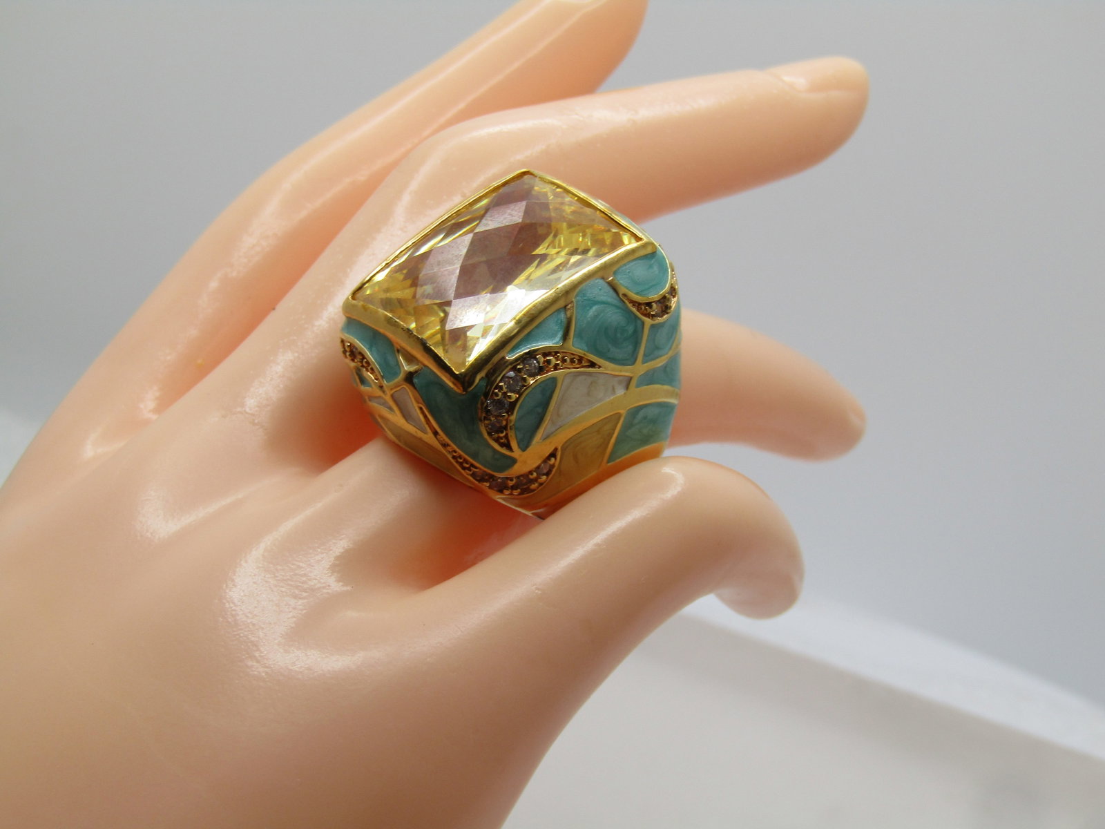 Lauren G. Adams Enameled Ring, Sz. Sz. 7, Yellow Stone - 6