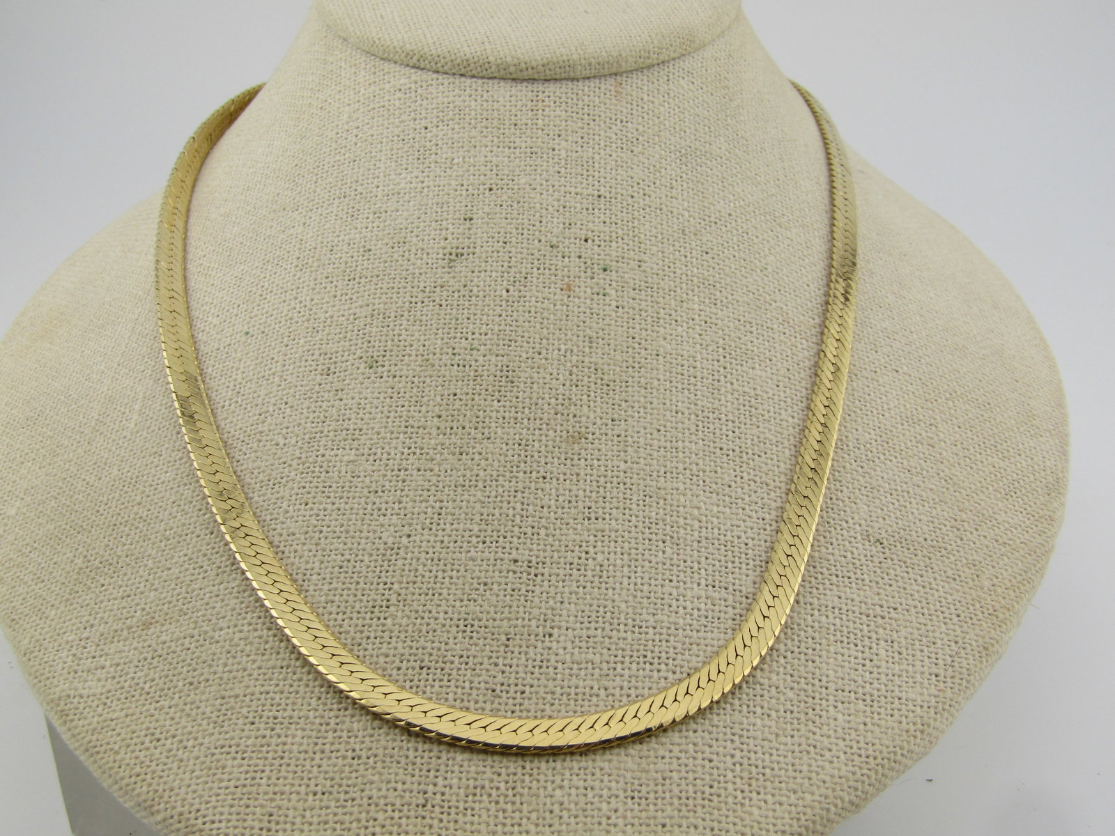 Vintage Gold Tone Herringbone Necklace, 24", 1980's - 2