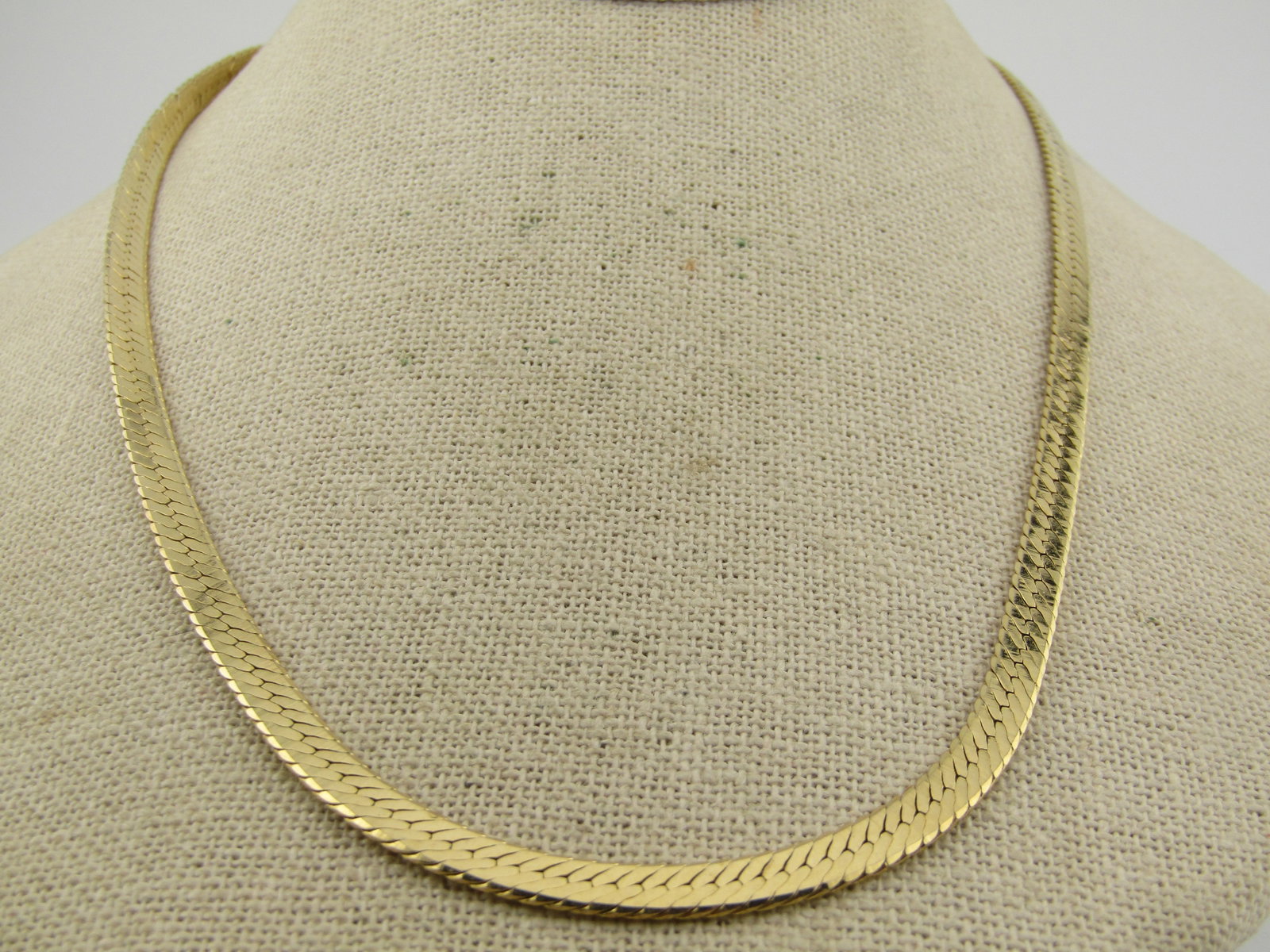 Vintage Gold Tone Herringbone Necklace, 24", 1980's - 3