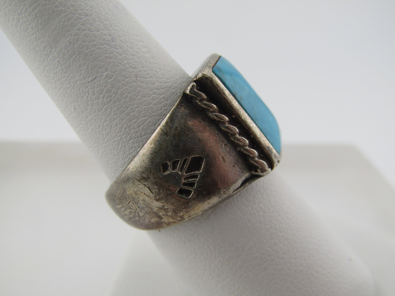 Vintage Sterling Southwestern Turquoise Ring, Sz. 8, 1960's-1970's. - 2