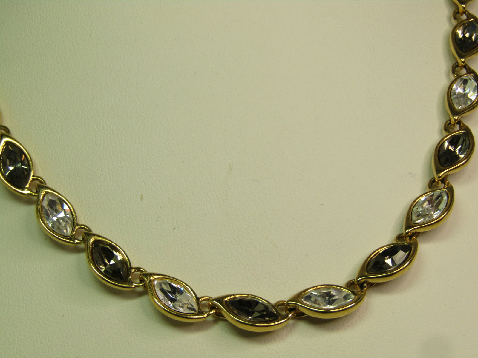 Vintage Monet Clear and Smoky Rhinestone Necklace, 17", 1970's-1980's - 4