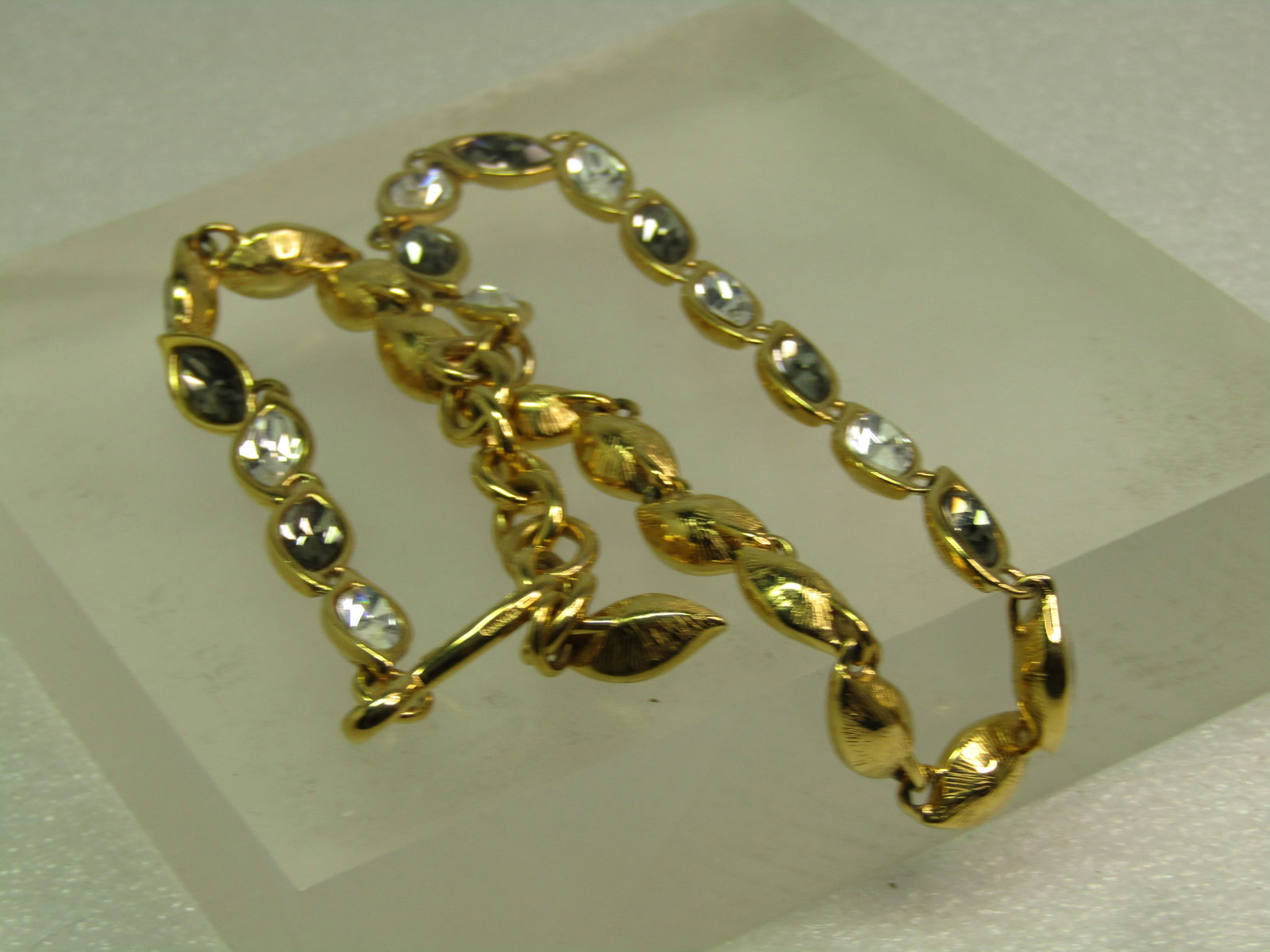 Vintage Monet Clear and Smoky Rhinestone Necklace, 17", 1970's-1980's - 8