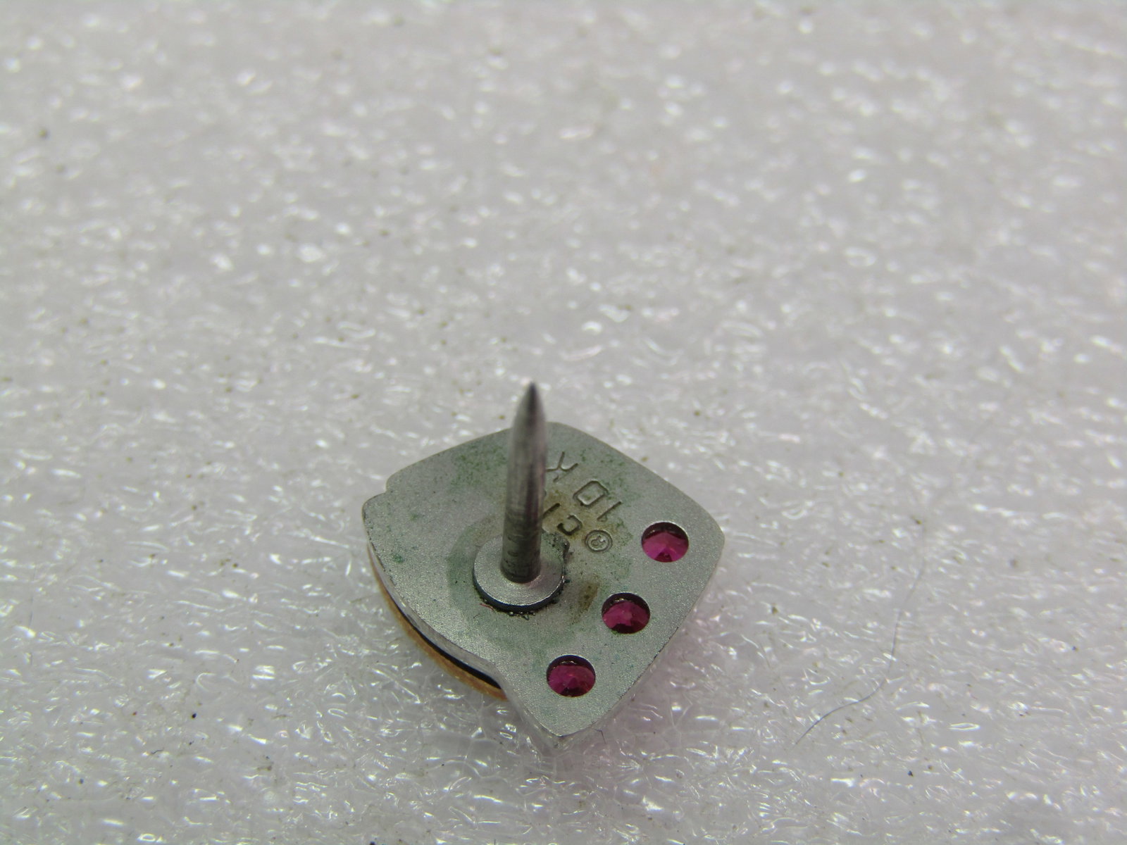 Vintage 10kt Ruby/Spinel E Employee/Membership Pin, 1970's/1980's - 2