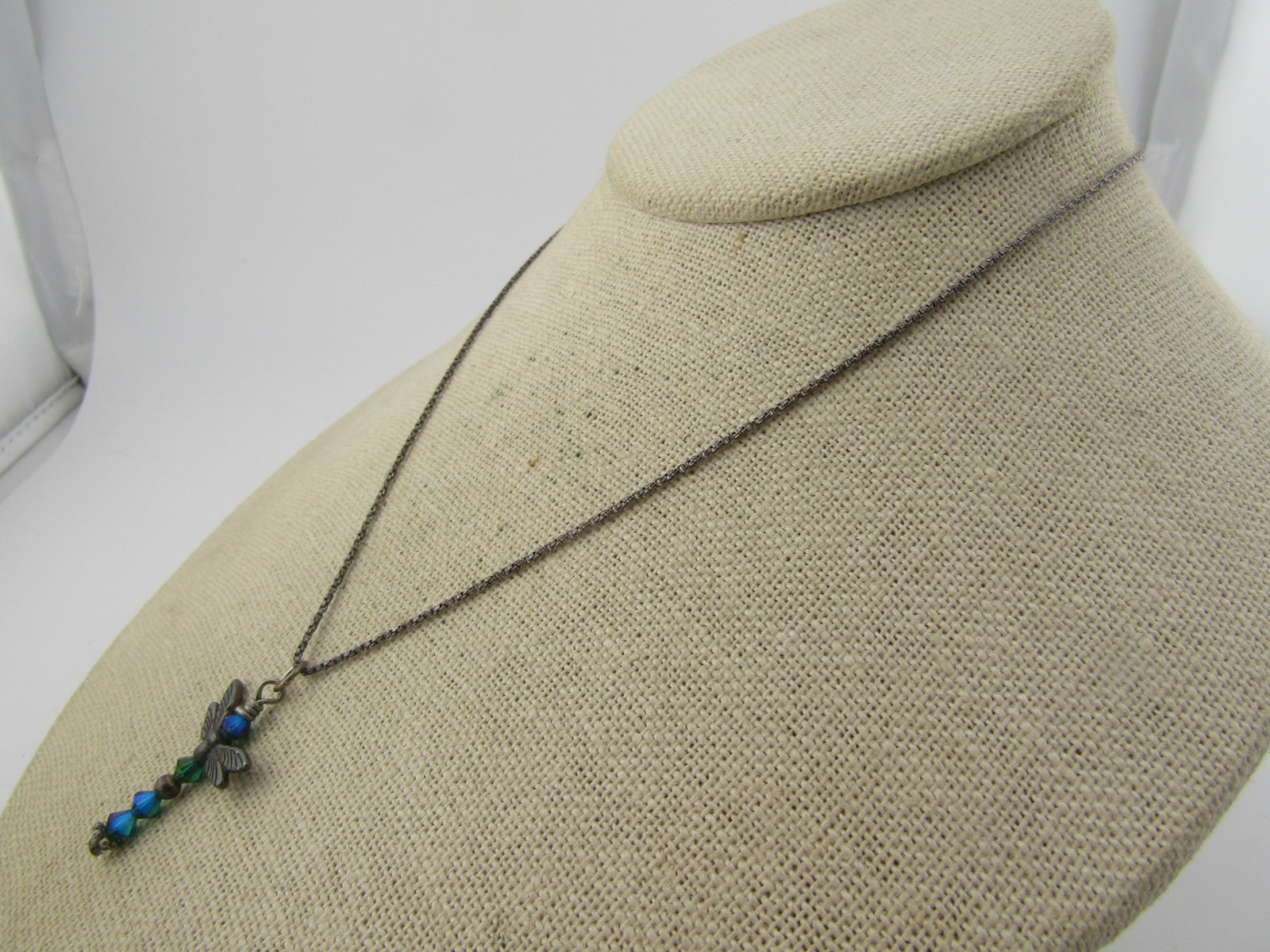 Vintage Sterling Chain with Dragonfly Pendant, 24", 1980's-1990's - 2