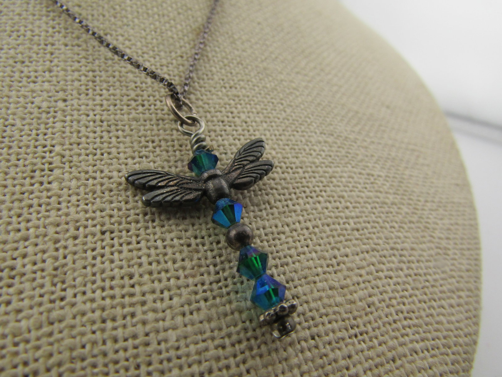 Vintage Sterling Chain with Dragonfly Pendant, 24", 1980's-1990's - 4