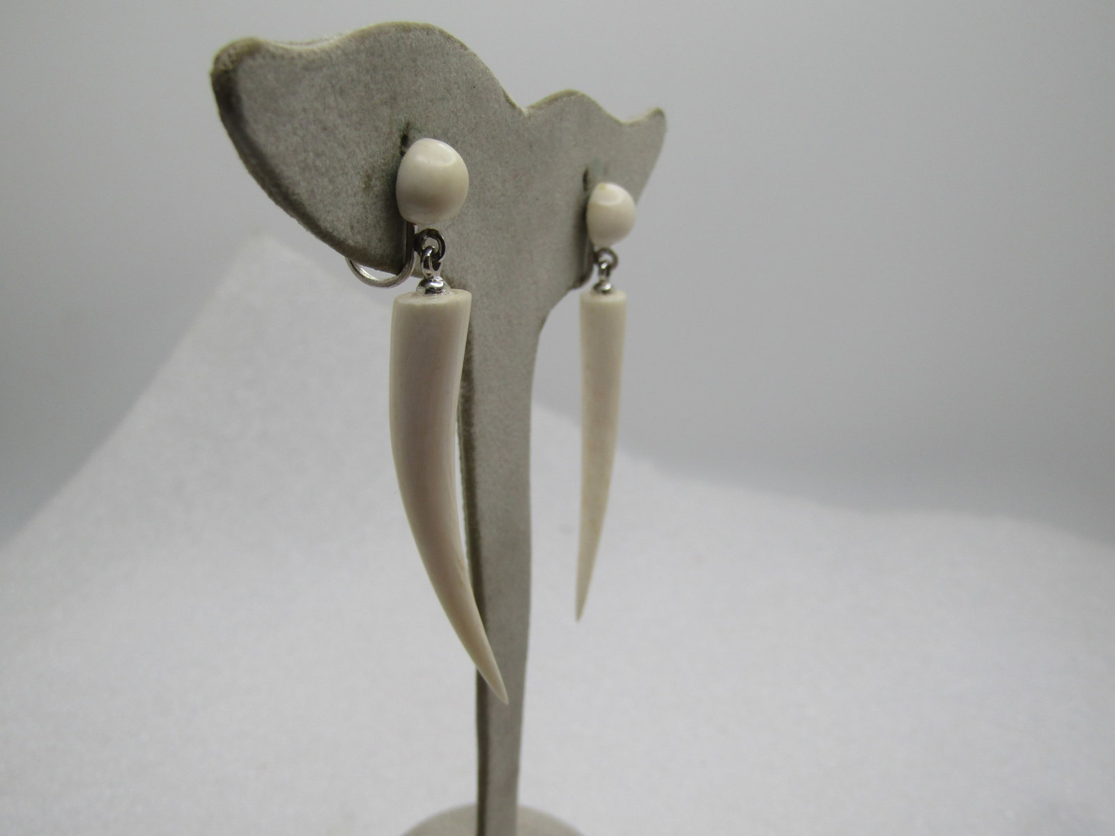 Vintage Sterling Italian Horn Stud/Dro Earrings, Screwback, 1970's - 3