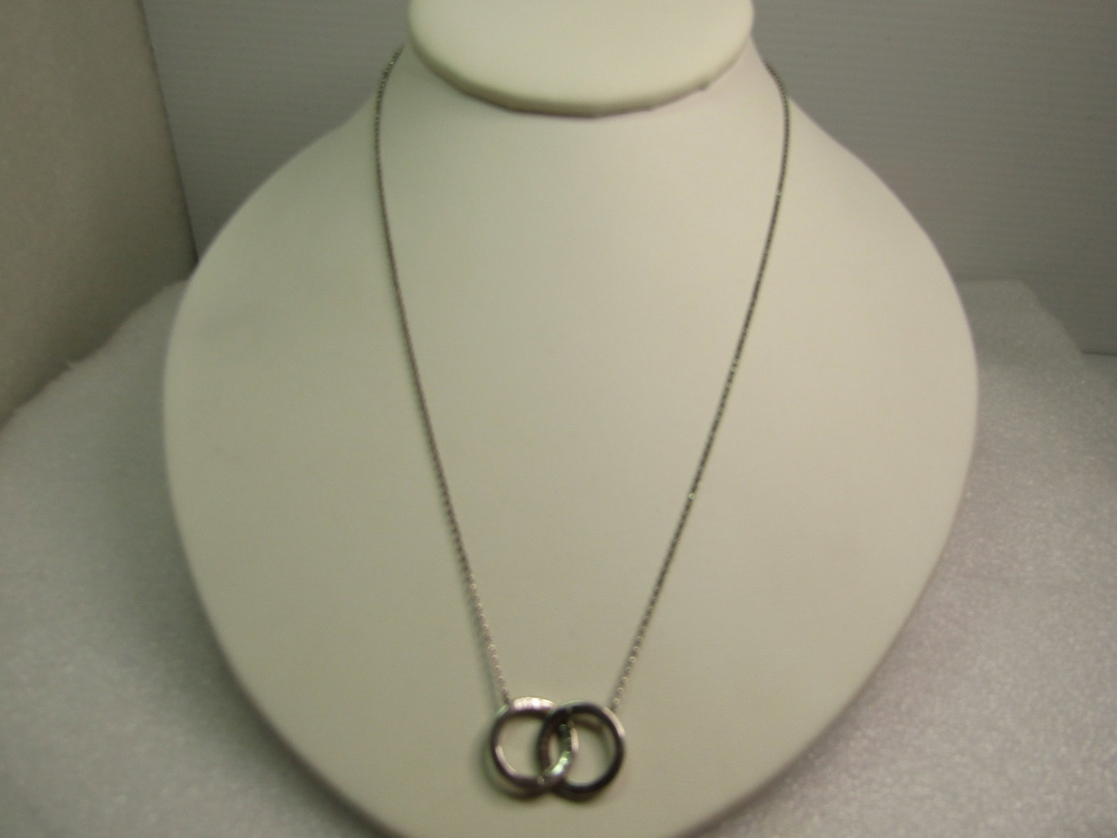 Sterling Silver Murano Milfiore Glass Pendant, 1990's 1.5", Signed: Title: Sterling Silver Murano Milfiore Glass Pendant, 1990's 1.5", Signed Description: Sterling SIlver Intertwined Diamond Necklace, Green/Clear Stones, 1990's, Signed with an upright and upside J and