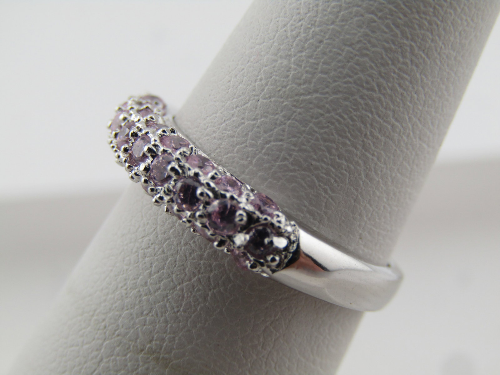 Sterling Pink Stone Ring, Sz. 6.25, Signed FAS, 1990's - 2