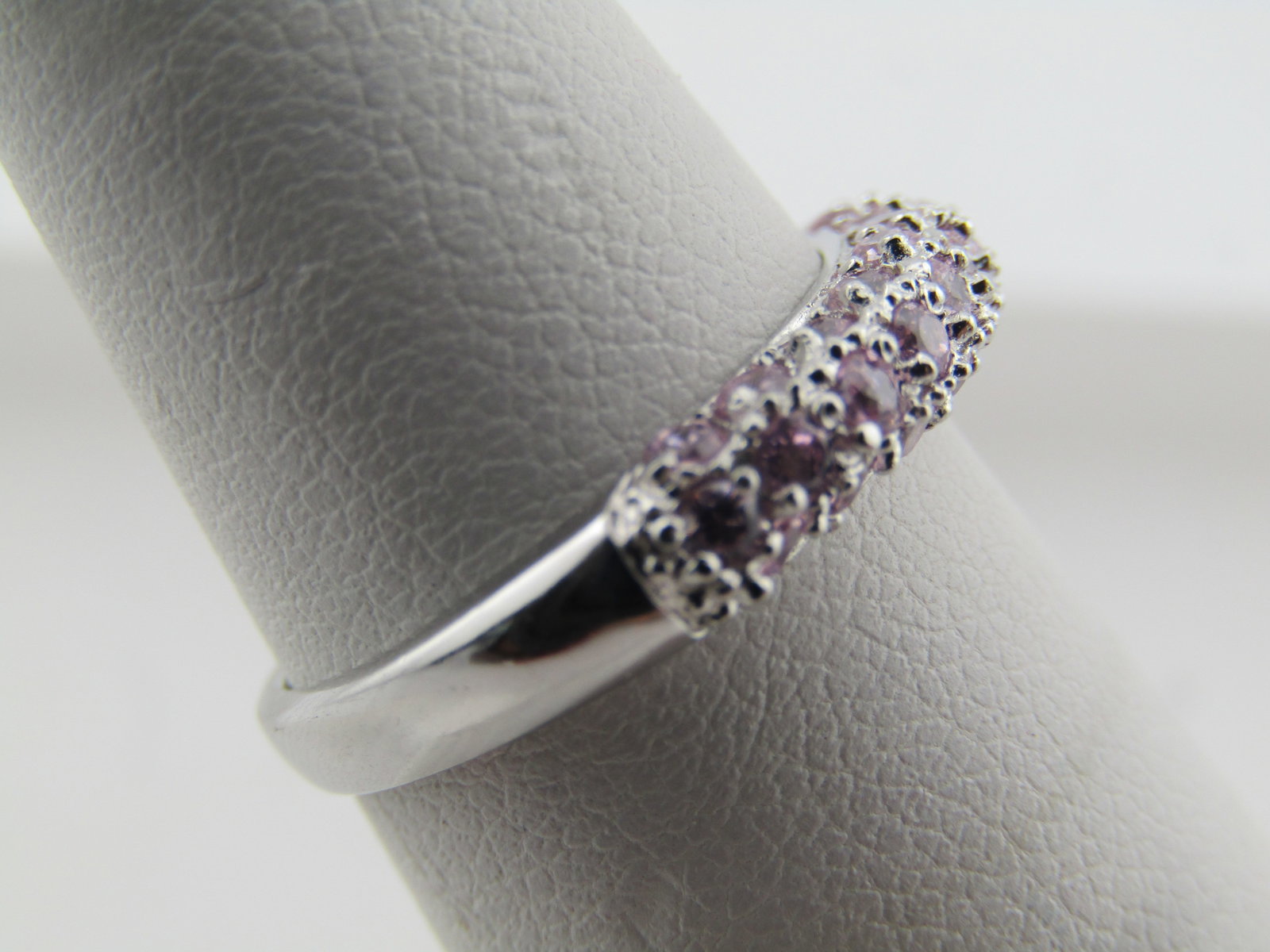Sterling Pink Stone Ring, Sz. 6.25, Signed FAS, 1990's - 3