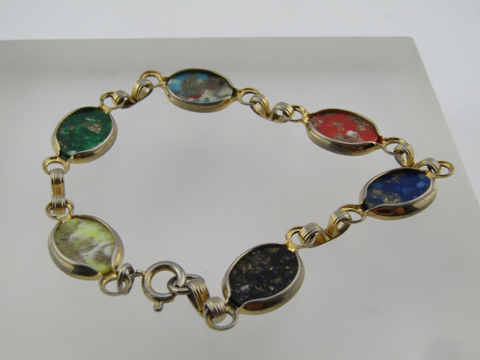 Vintage Faux Agate Bracelet, 8", 1960's-1970's - 5