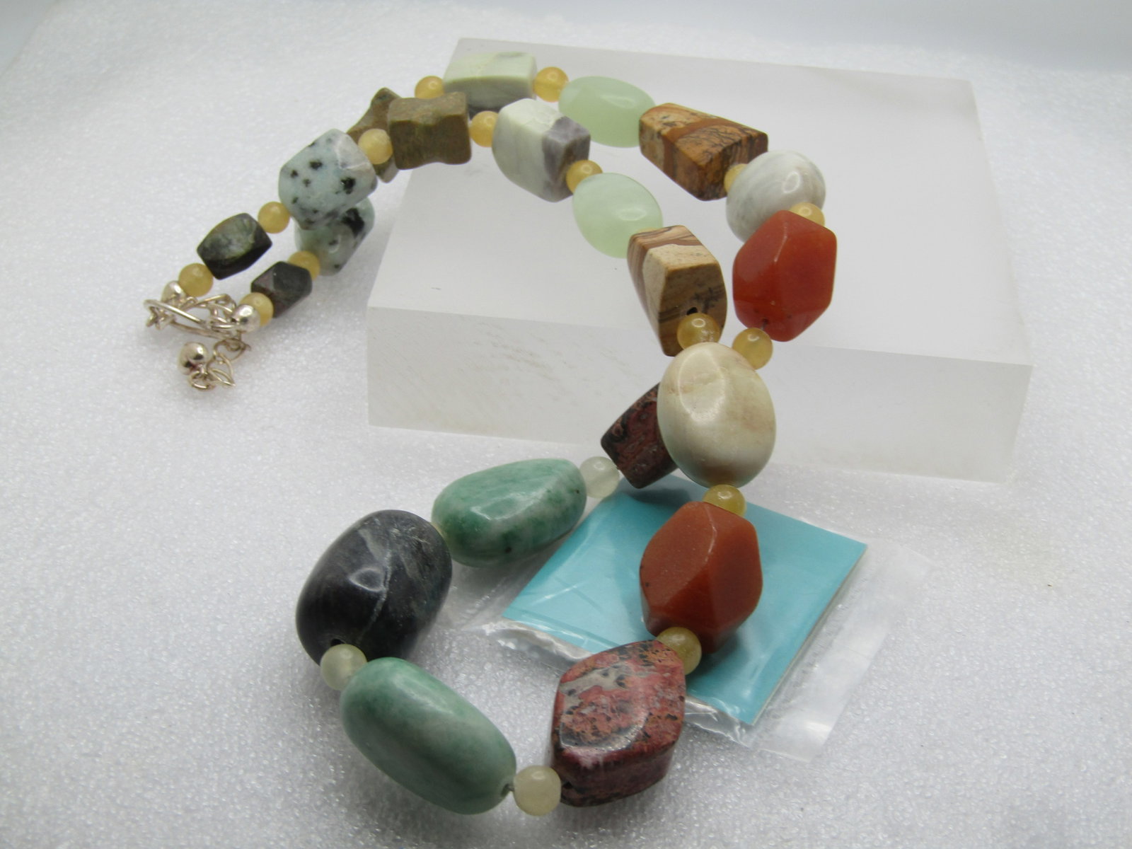 Jay King Mine Finds Necklace, Agates, Jasper, More. 22"-25", Sterling Hook Clasp, 1990's, Original - 5