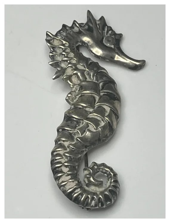 Vintage Sterling Silver Seahorse Brooch/ Pin - 3