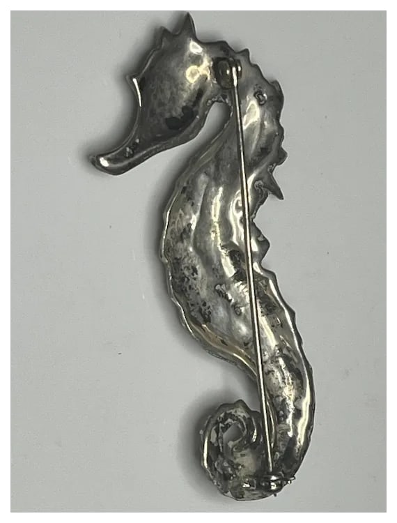 Vintage Sterling Silver Seahorse Brooch/ Pin - 7