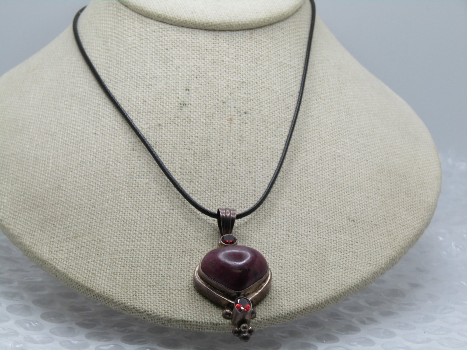 Vintage Sterling Agate and Spinel Southwestern Necklace, 20", 1980's-1990's - 2