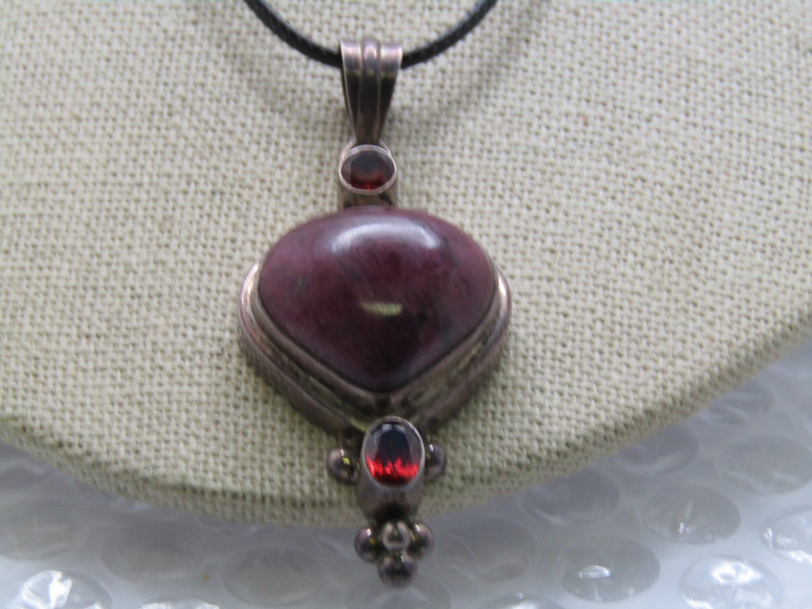 Vintage Sterling Agate and Spinel Southwestern Necklace, 20", 1980's-1990's - 3