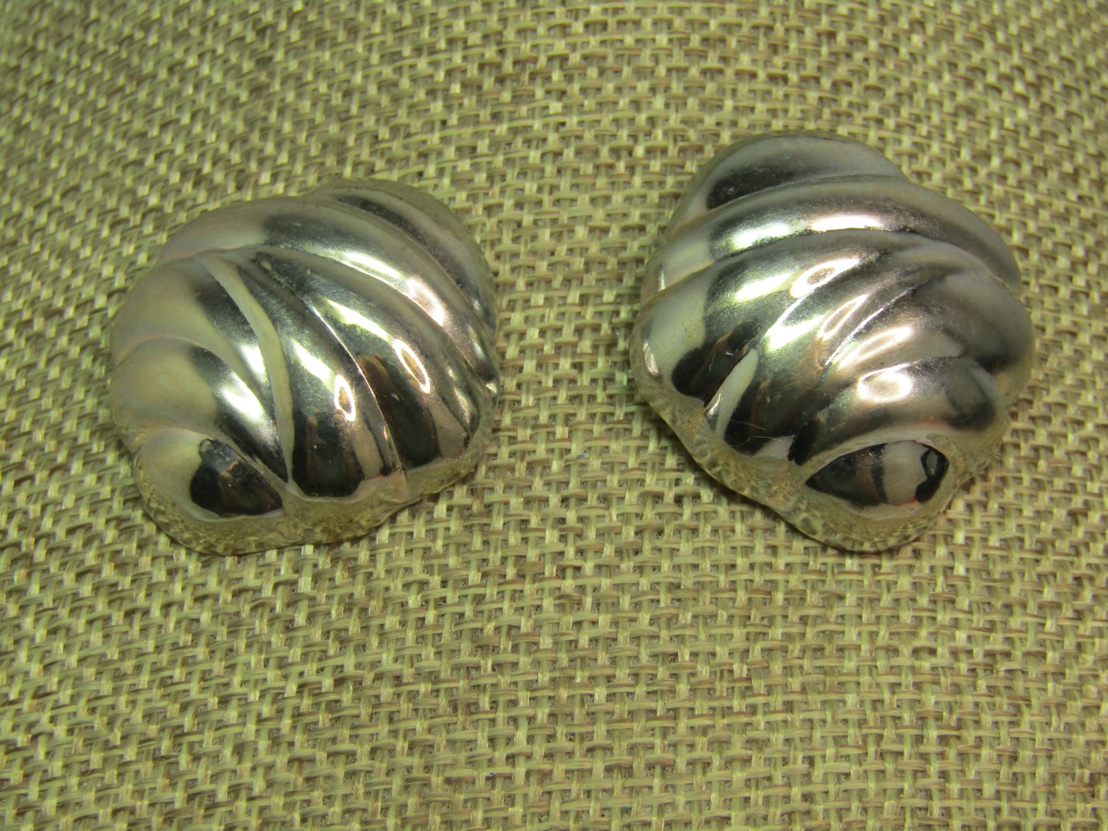 Vintage Sterling Wide Domed Earrings, Pierce, 1980's: Title: Vintage Sterling Wide Domed Earrings, Pierce, 1980's Description: Vintage Sterling Wide Domed Earrings, Pierced, 1980's. These are appx. 1-1/8" in a square-ish shape with domed bands crossing