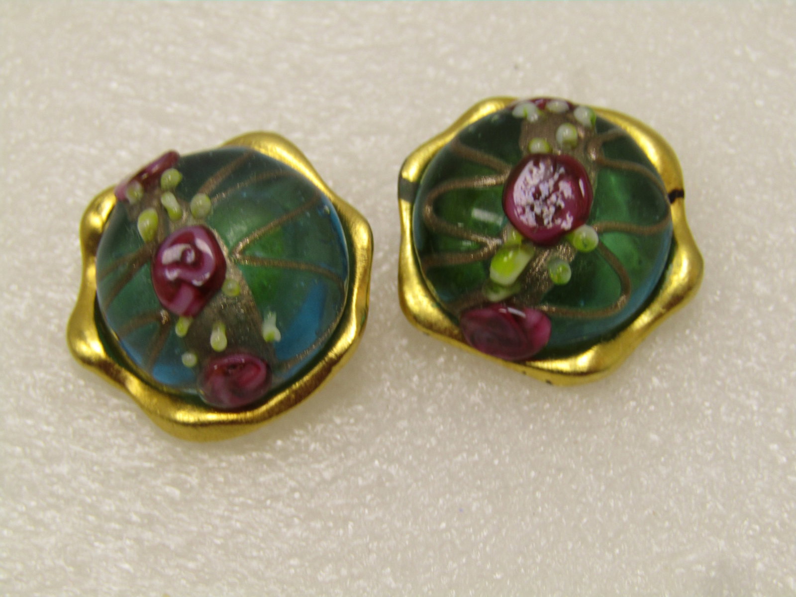 Vintage Wedding Cake Glass Pierced Earrings, 1980's - 5