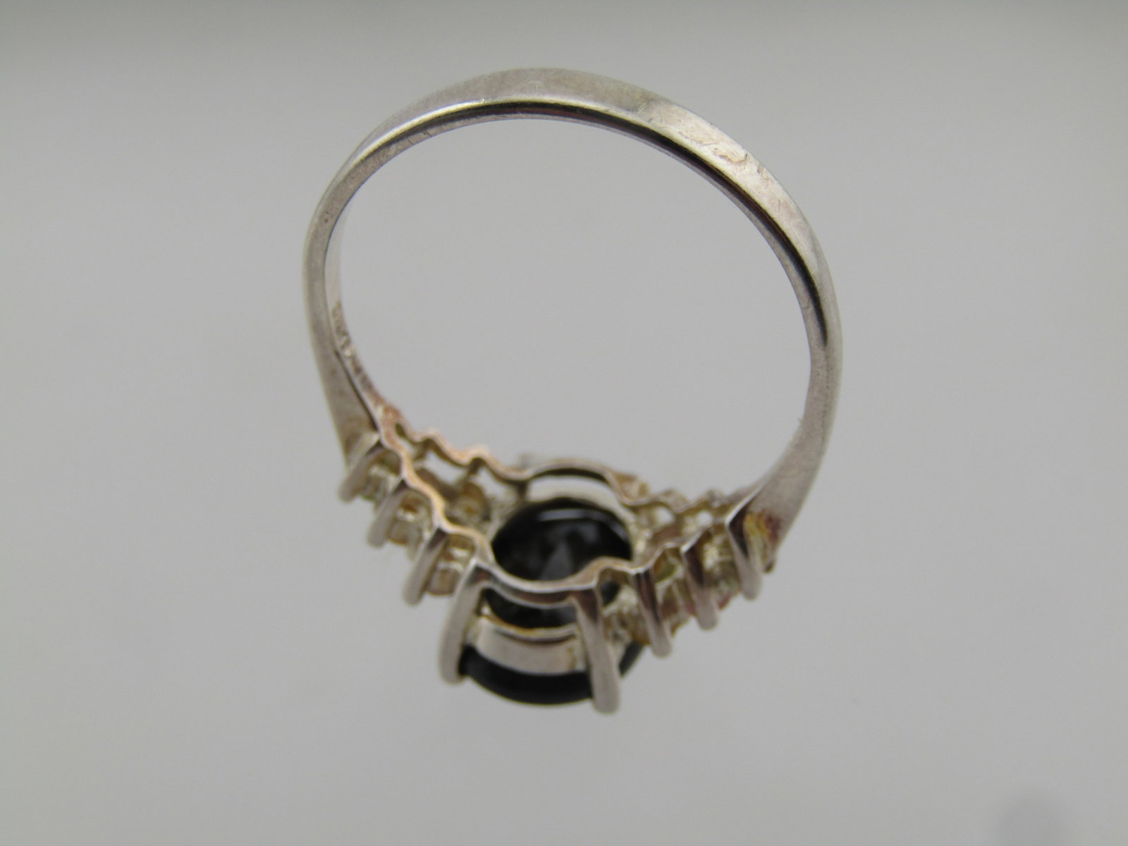 Sterling Blue and Mixed Sapphire Ring, Sz. 8.5, Signed GSJ, 2000's - 5