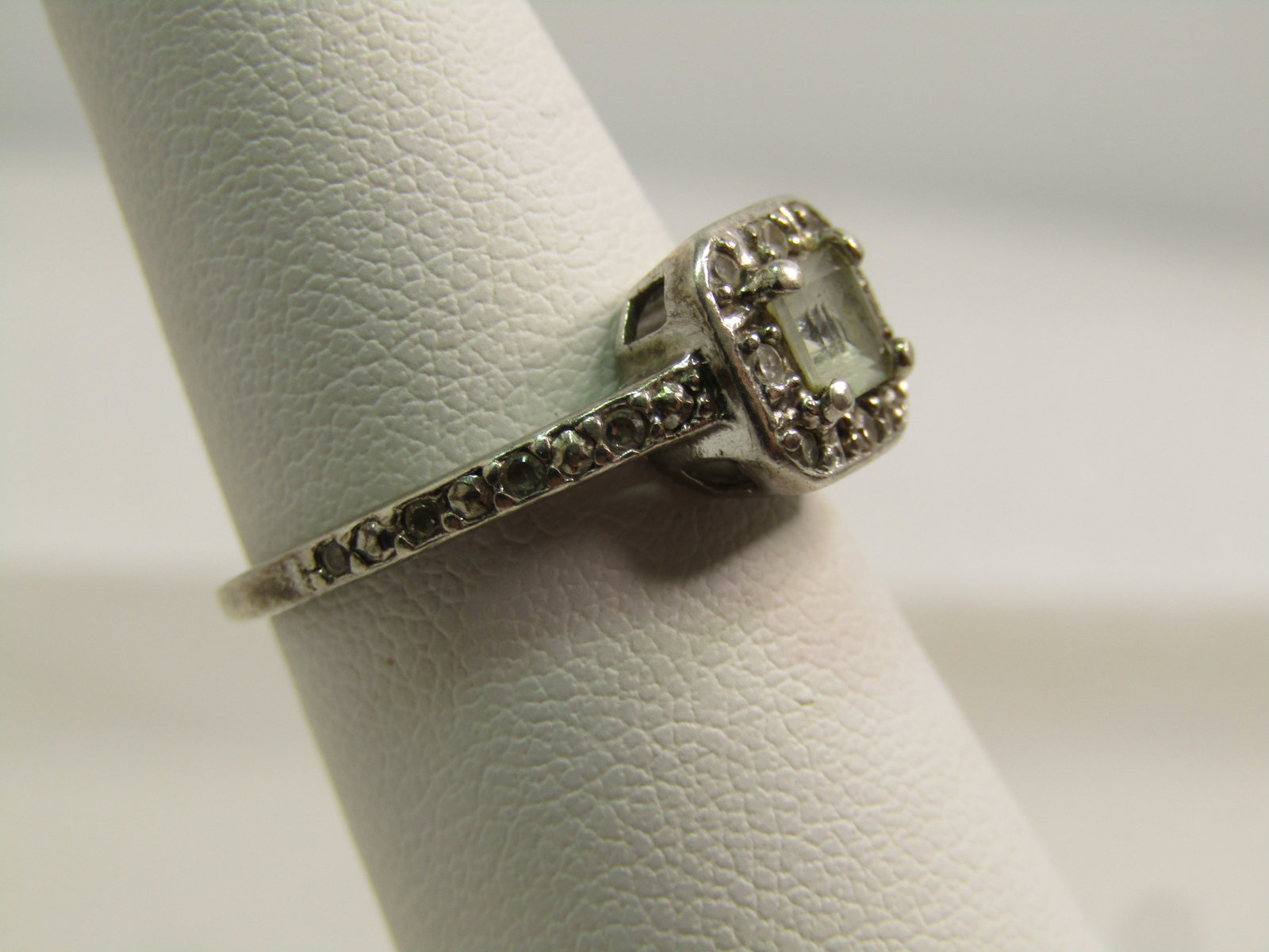 Vintage Sterling Clear Stone Halo Ring, Sz. 5, Signed NV, 1980's - 3