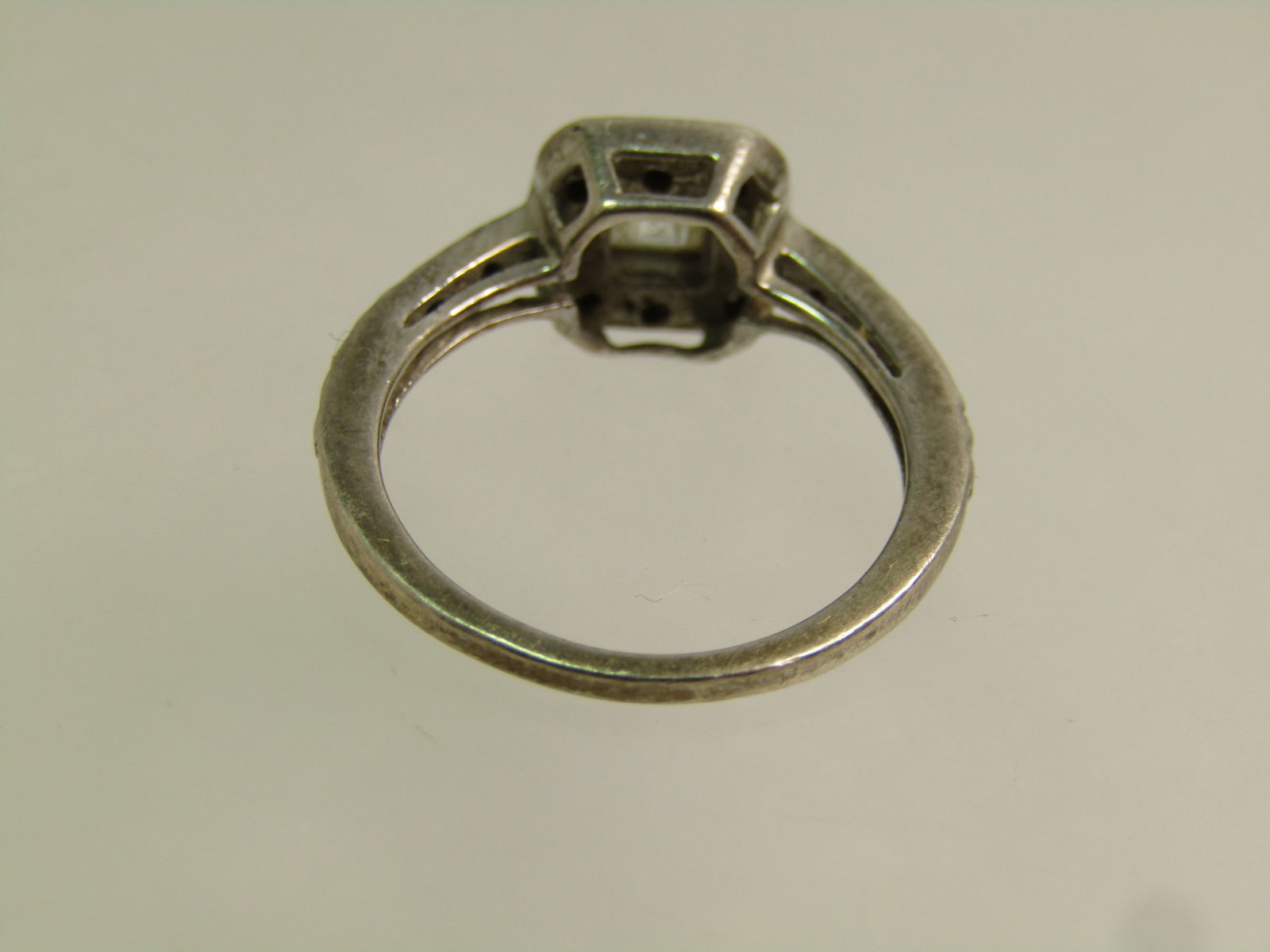 Vintage Sterling Clear Stone Halo Ring, Sz. 5, Signed NV, 1980's - 4