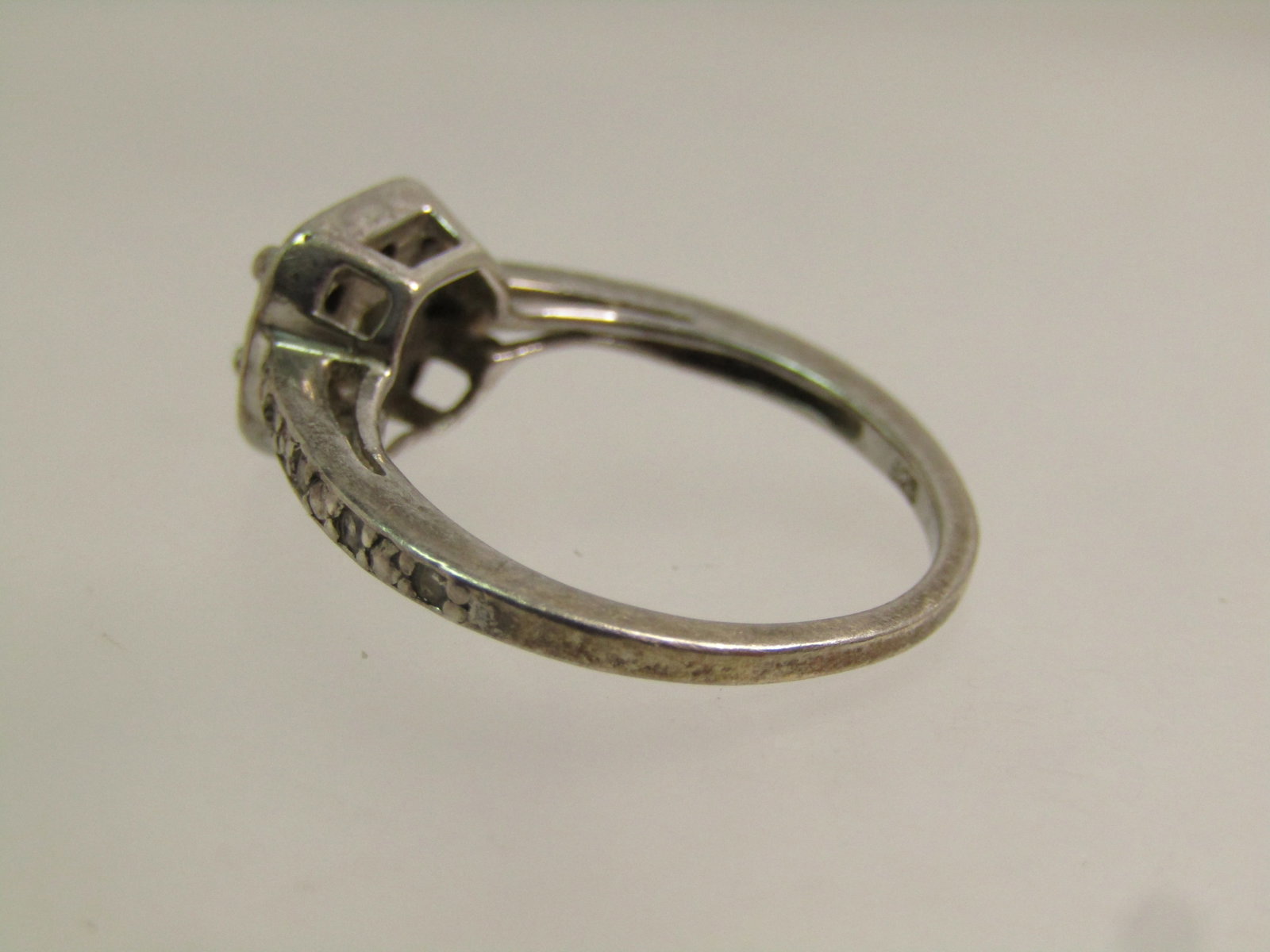 Vintage Sterling Clear Stone Halo Ring, Sz. 5, Signed NV, 1980's - 5