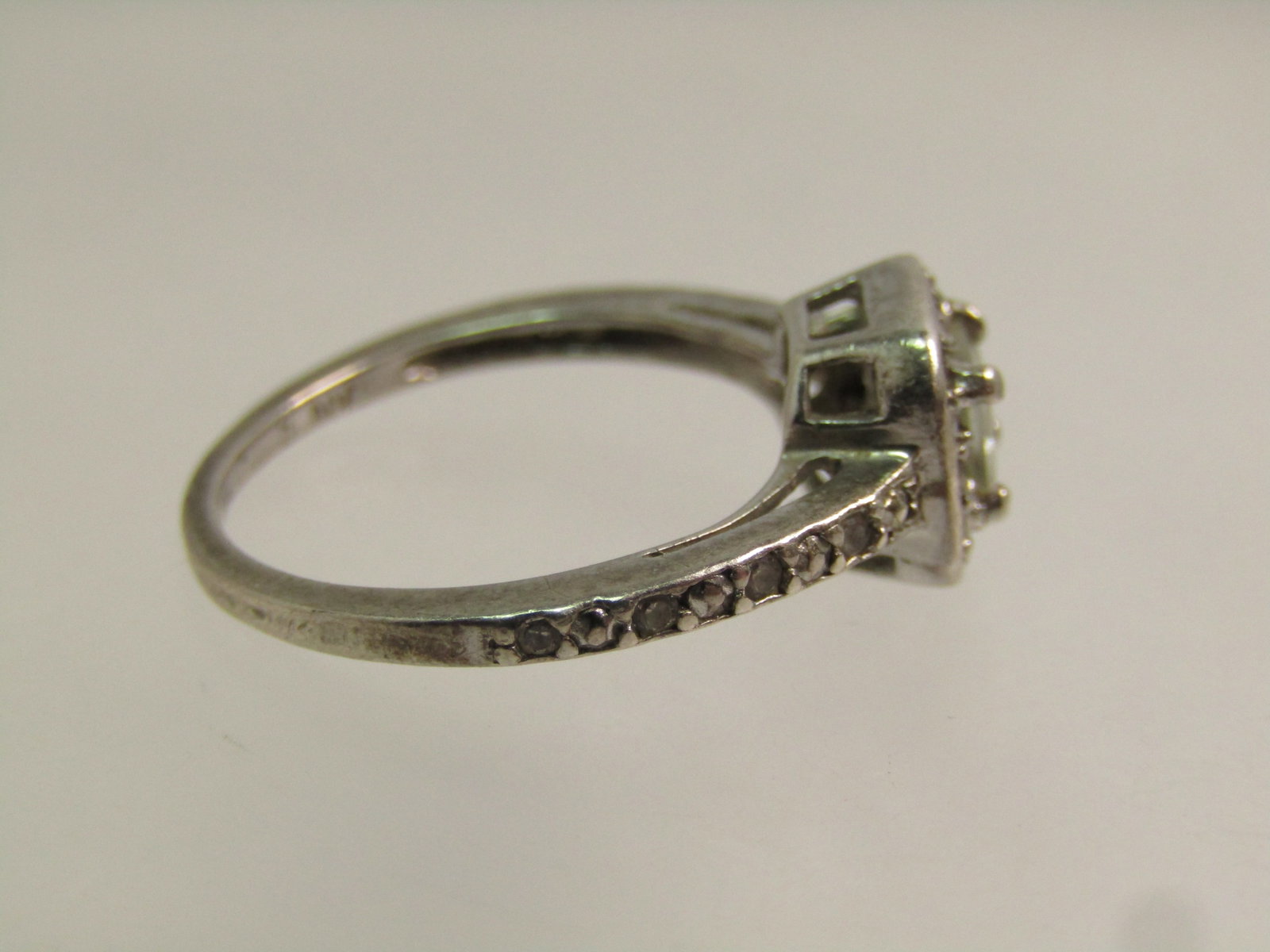Vintage Sterling Clear Stone Halo Ring, Sz. 5, Signed NV, 1980's - 6