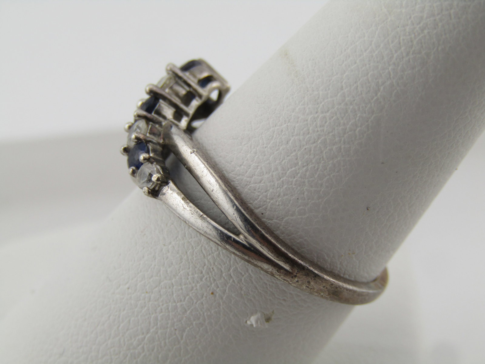 Vintage Sterling Sapphire and Whtie Topaz Ring, Sz. 9.25, 1970's-1980's - 2