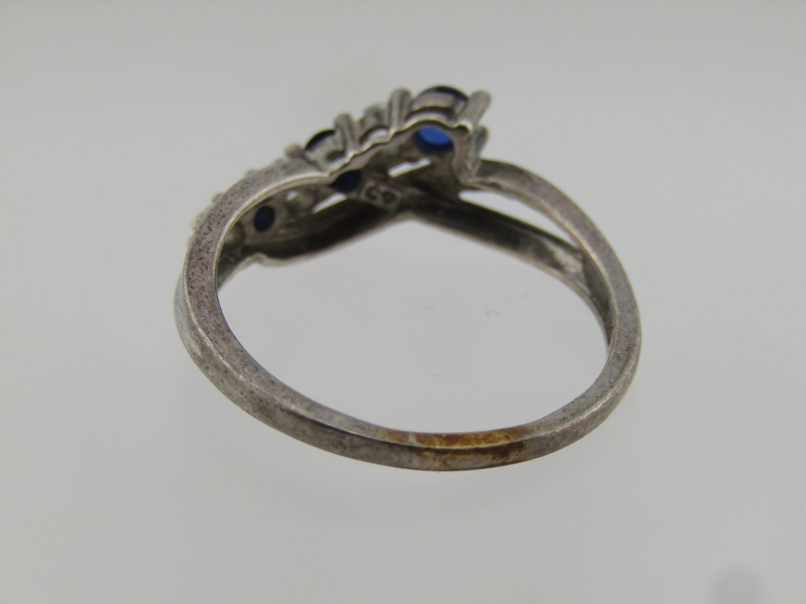 Vintage Sterling Sapphire and Whtie Topaz Ring, Sz. 9.25, 1970's-1980's - 4