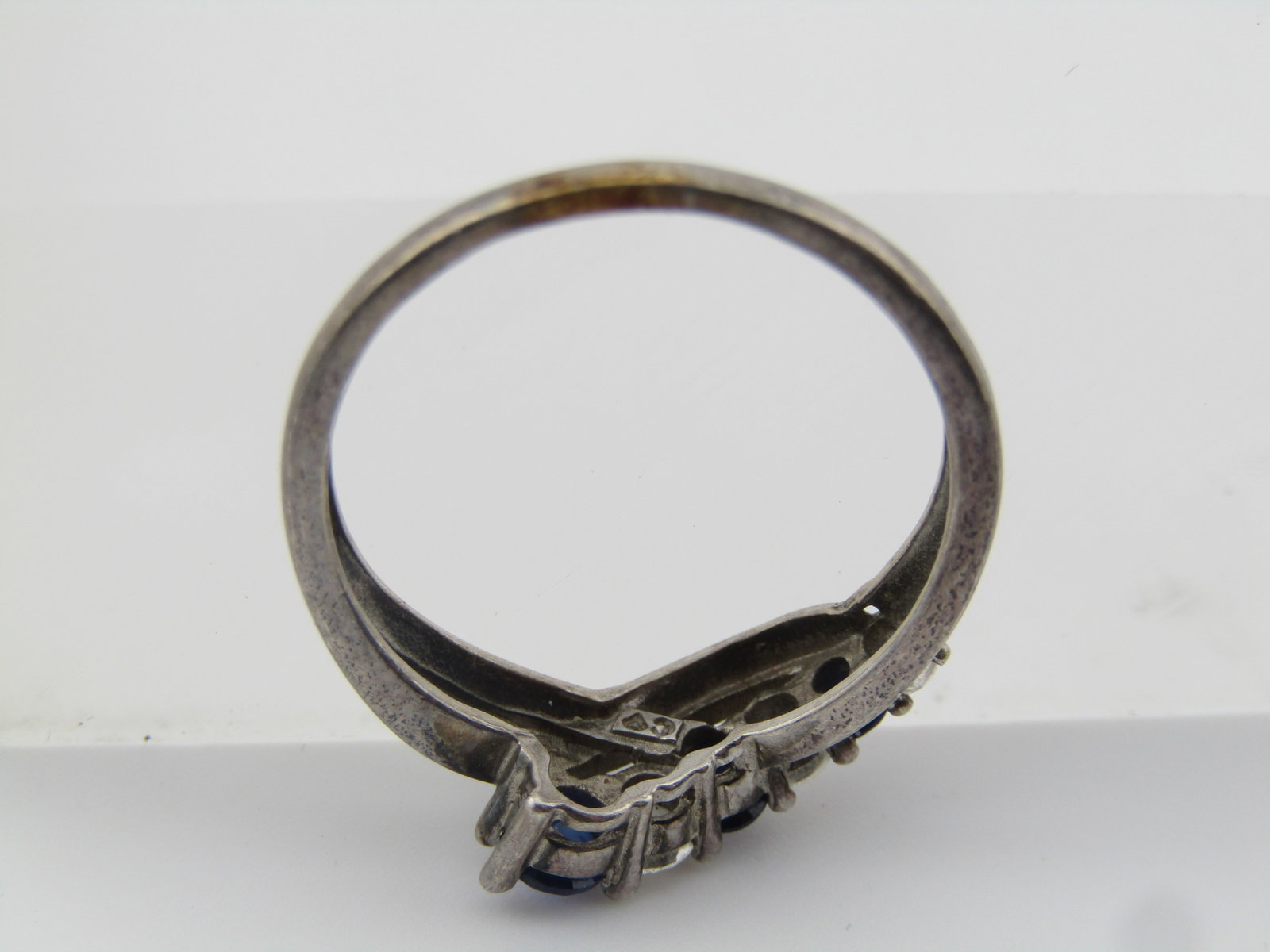 Vintage Sterling Sapphire and Whtie Topaz Ring, Sz. 9.25, 1970's-1980's - 6