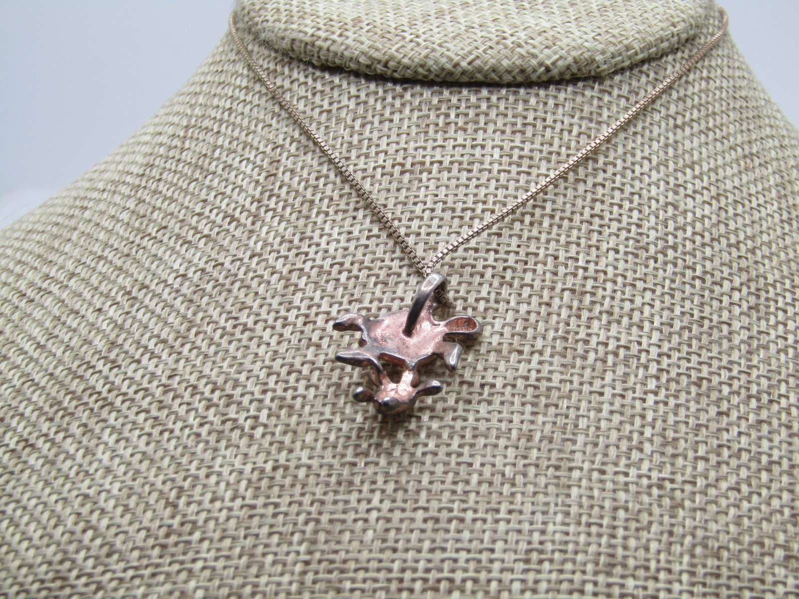 Vintage Sterling Faux Opal Turtle and Baby Necklace, 20", 1980's - 4