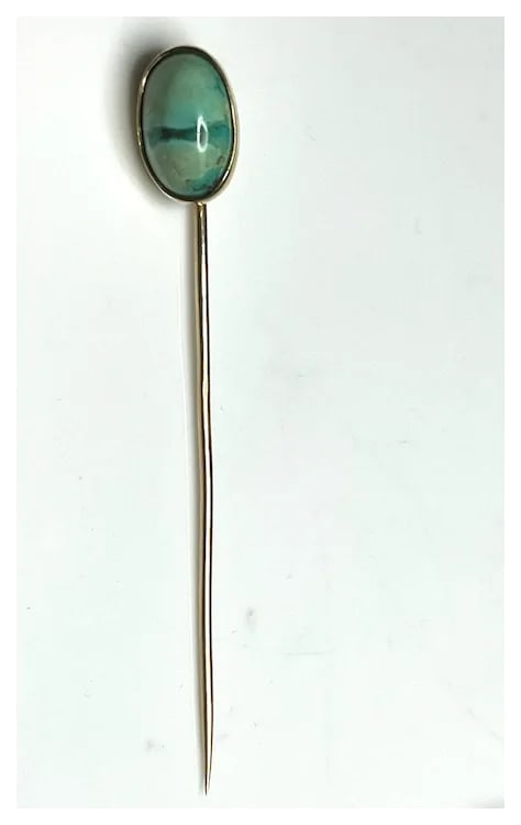 Vintage 10k Gold Stickpin with Turquoise Stone - 2