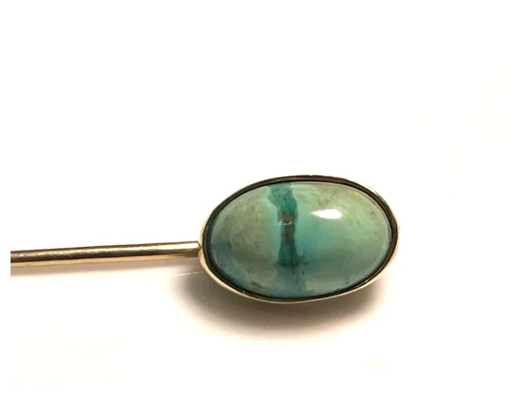 Vintage 10k Gold Stickpin with Turquoise Stone - 3