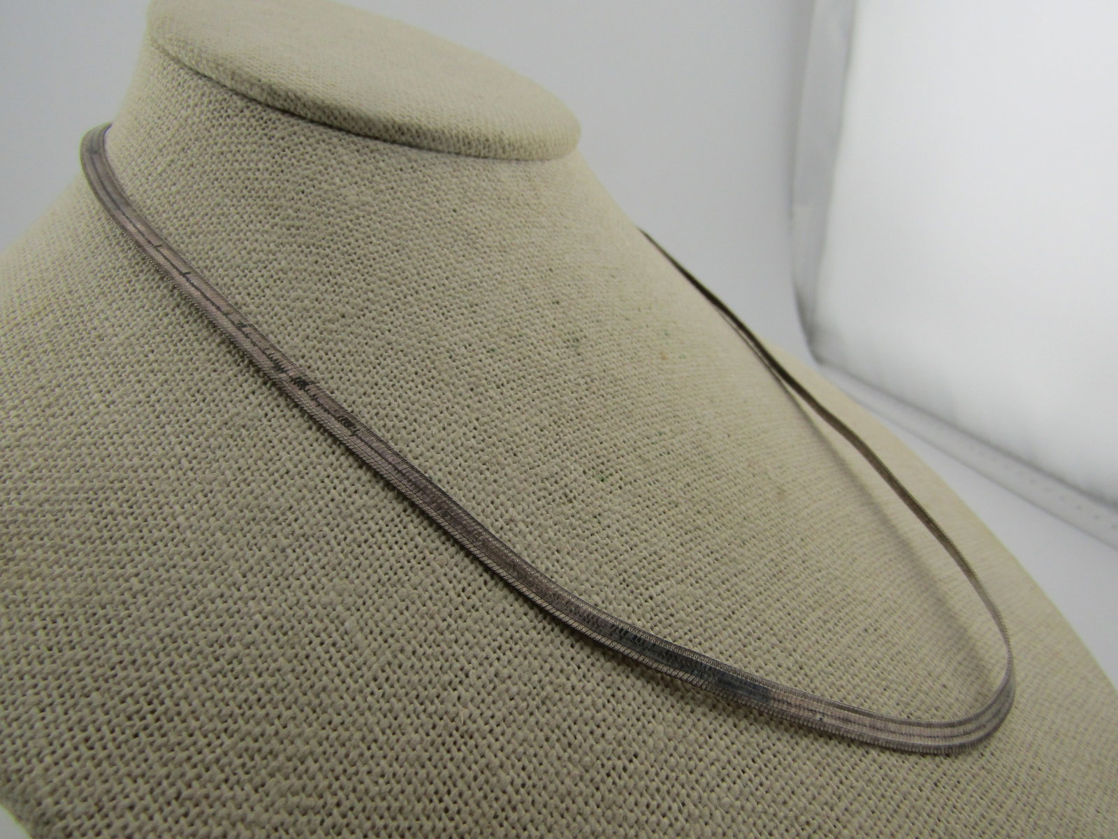 Vintage Sterling Herringbone Necklace, 3.5mm, 18", 1980's-1990's - 3