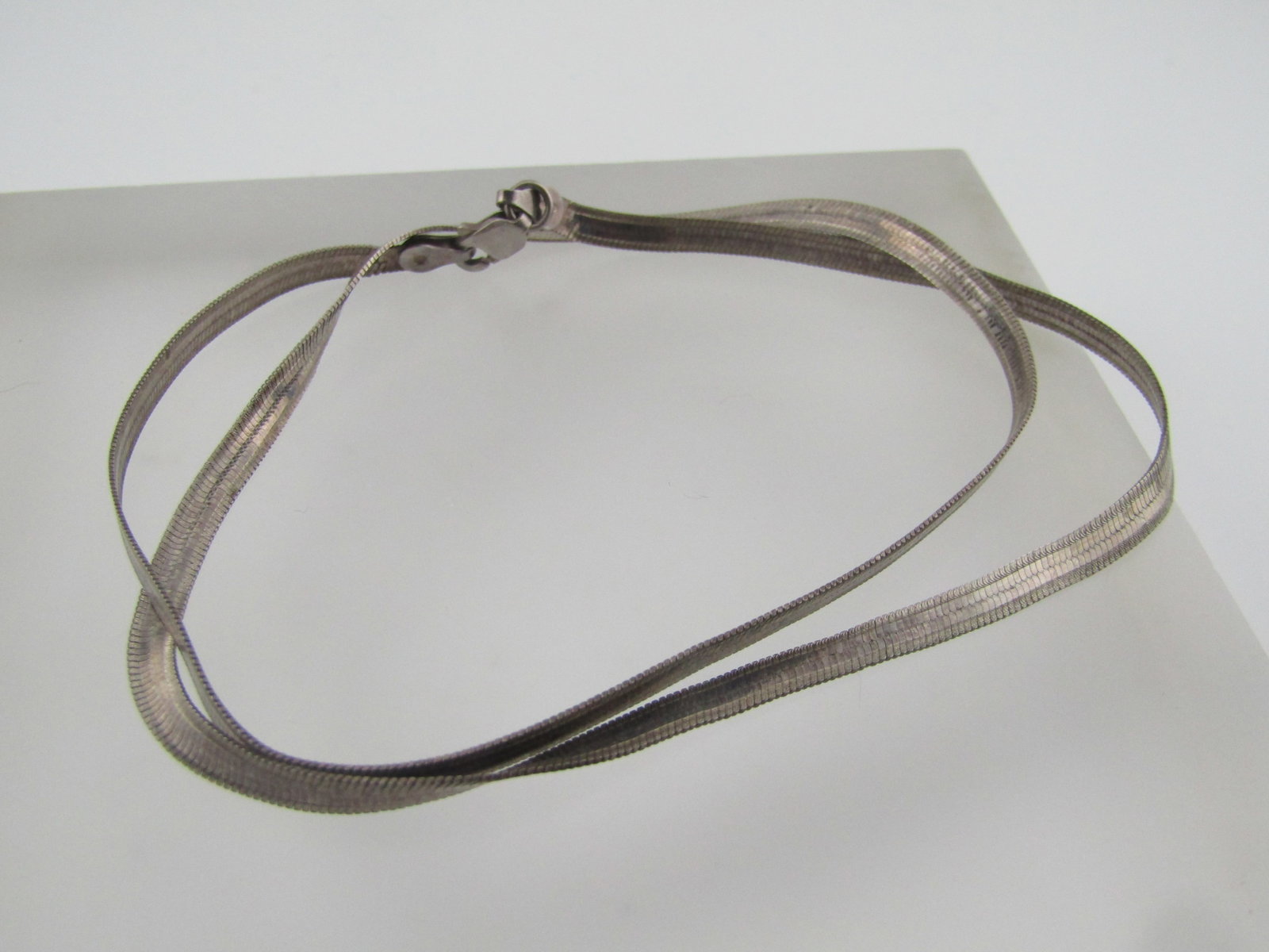 Vintage Sterling Herringbone Necklace, 3.5mm, 18", 1980's-1990's - 5