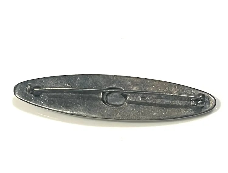 Vintage Sterling Silver Black Onyx and Marcasite Oval Brooch - 4