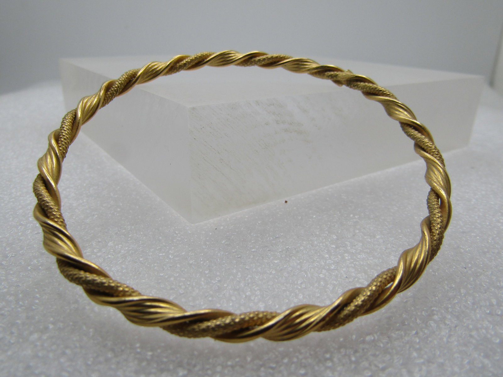 Vintage Gold Plated Bangle Bracelet, Twisted, 7.75", 1970's-1980's - 3