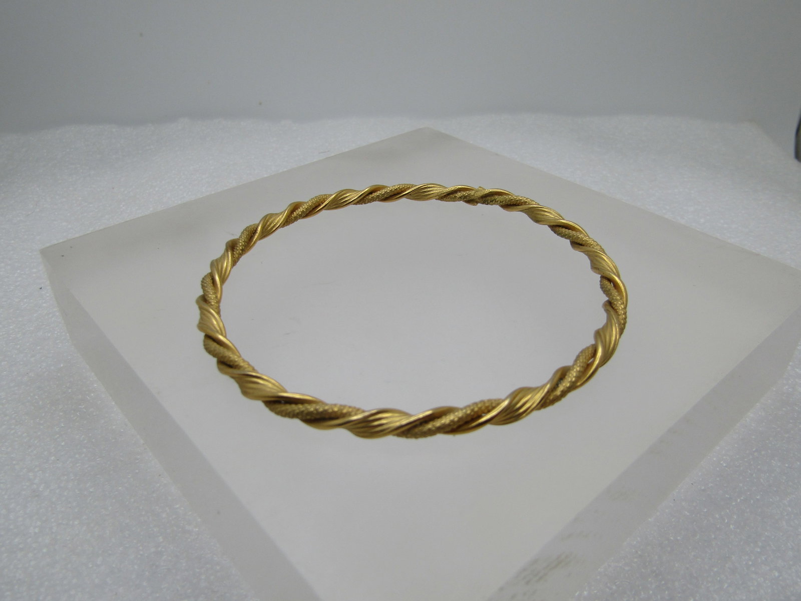 Vintage Gold Plated Bangle Bracelet, Twisted, 7.75", 1970's-1980's - 4