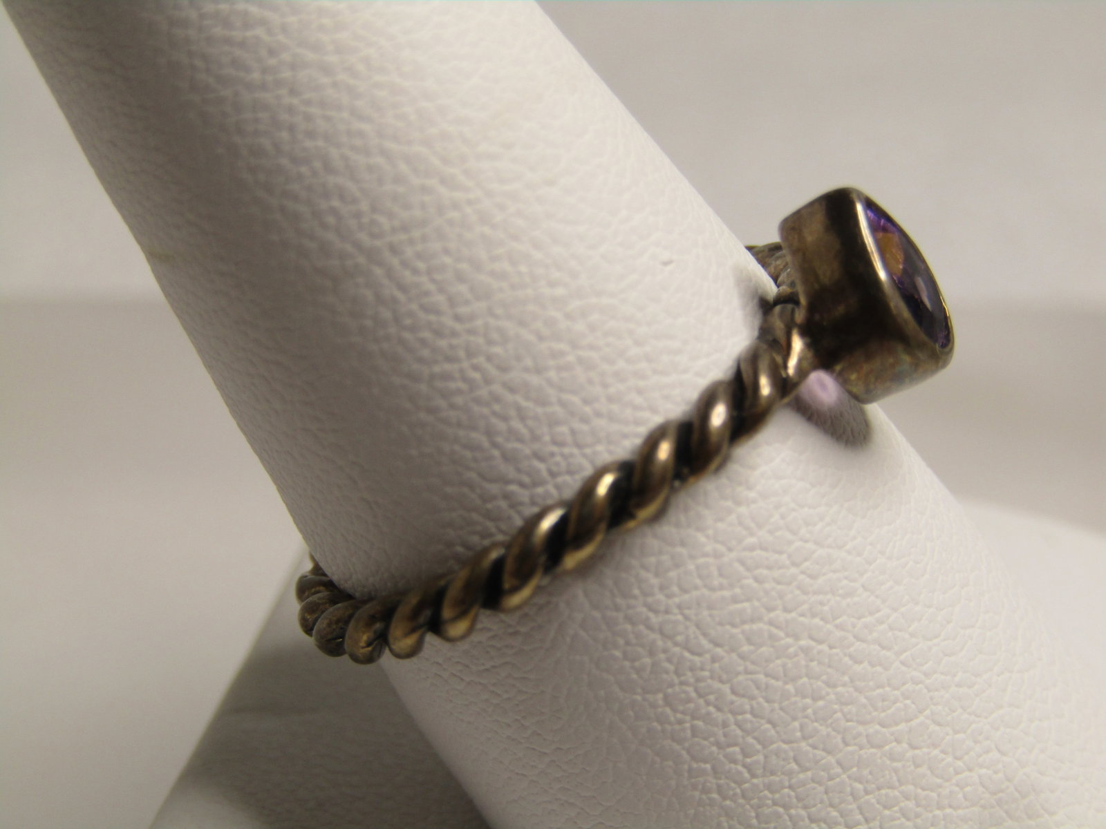 Vintage Sterling Amethyst Twisted Band Ring, Sz. 9.25, 1970's, Signed NF - 3