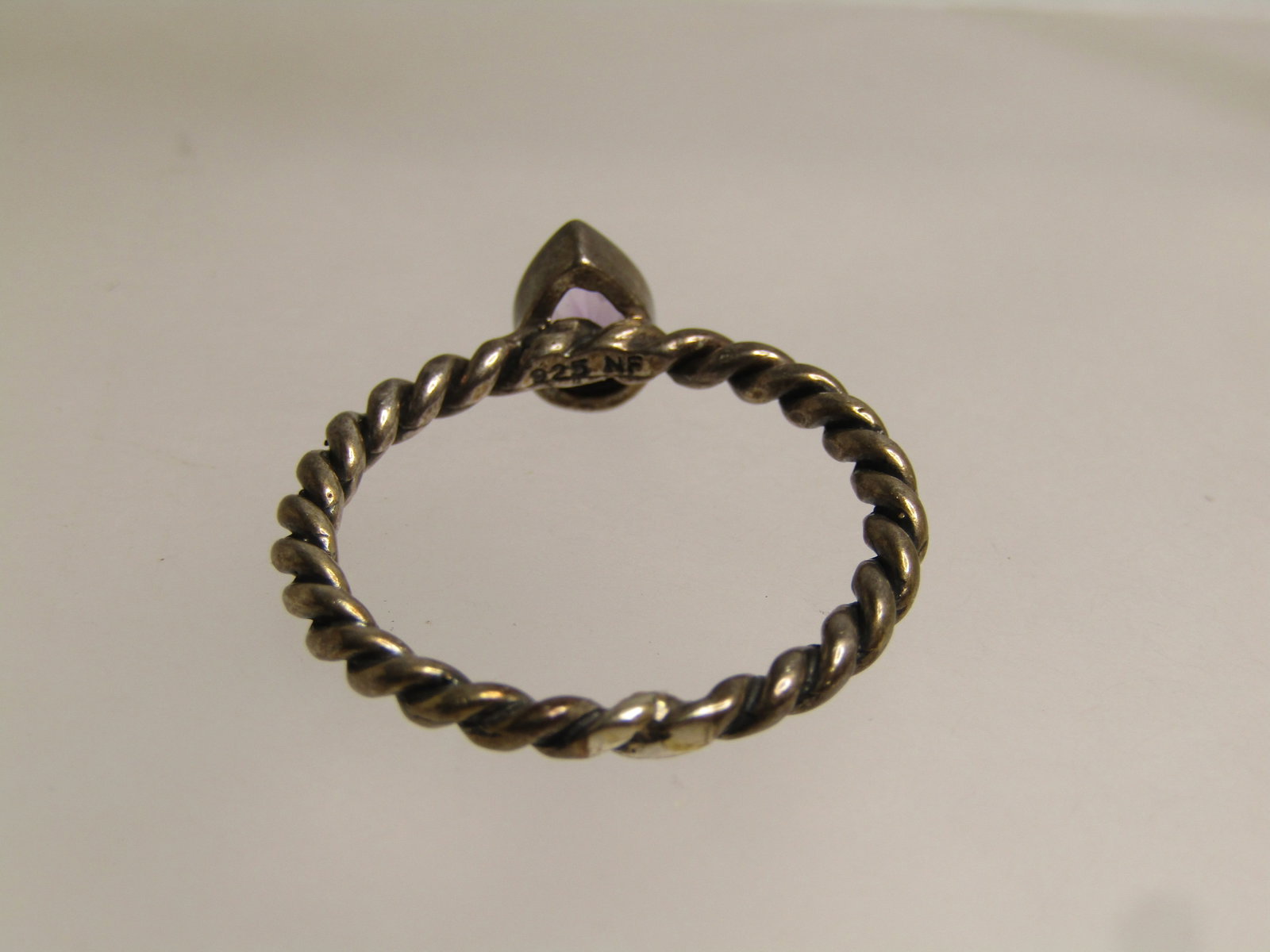 Vintage Sterling Amethyst Twisted Band Ring, Sz. 9.25, 1970's, Signed NF - 4
