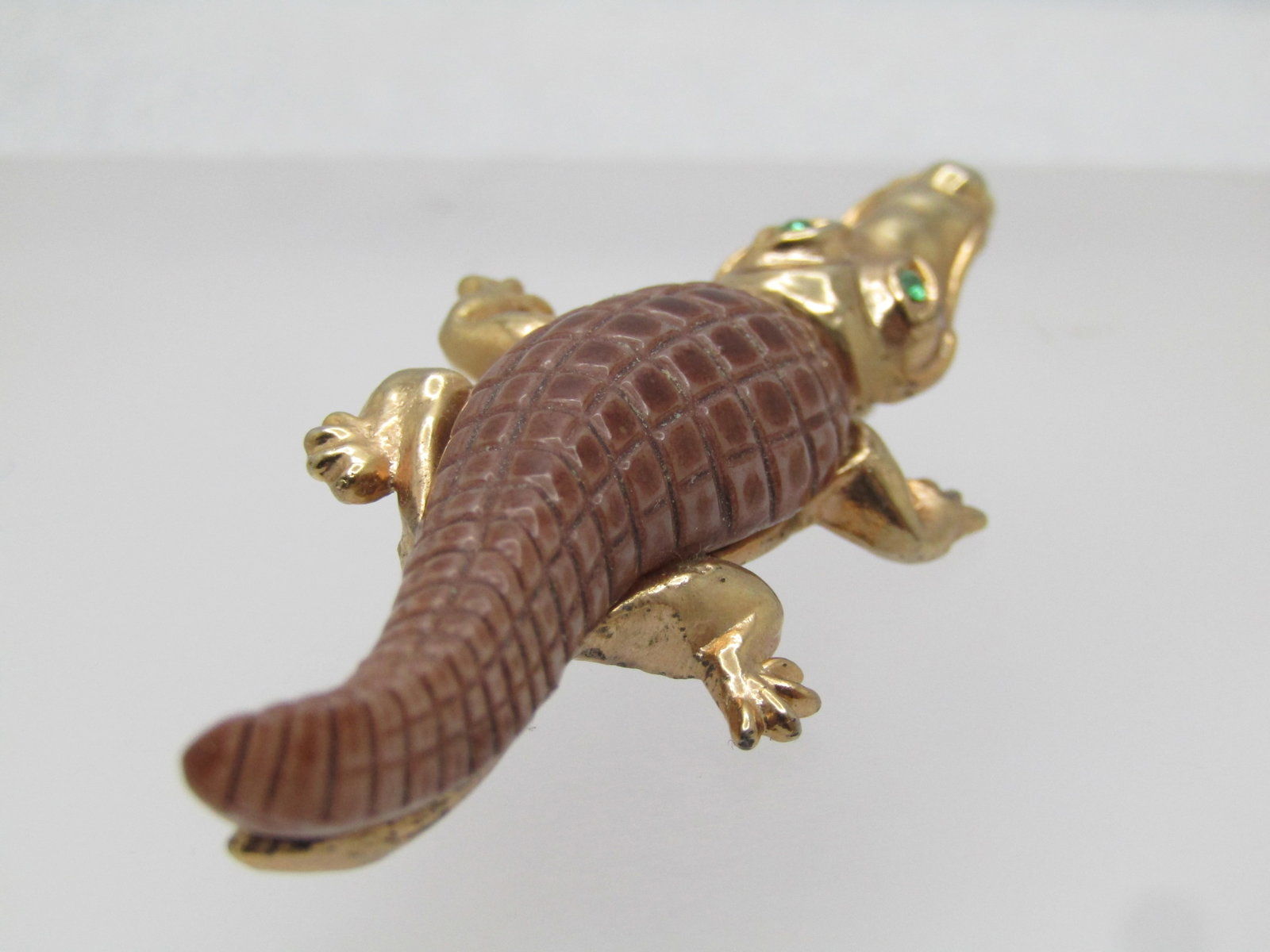 Vintage Alligator Brooch, Rhinestone Eyes, 1960's-1970's - 5